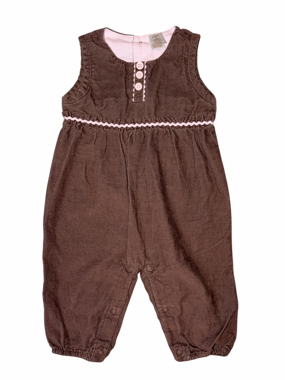 Vintage Y2K Carter’s baby girls 6-9 month corduroy jumper brown pink whimsy